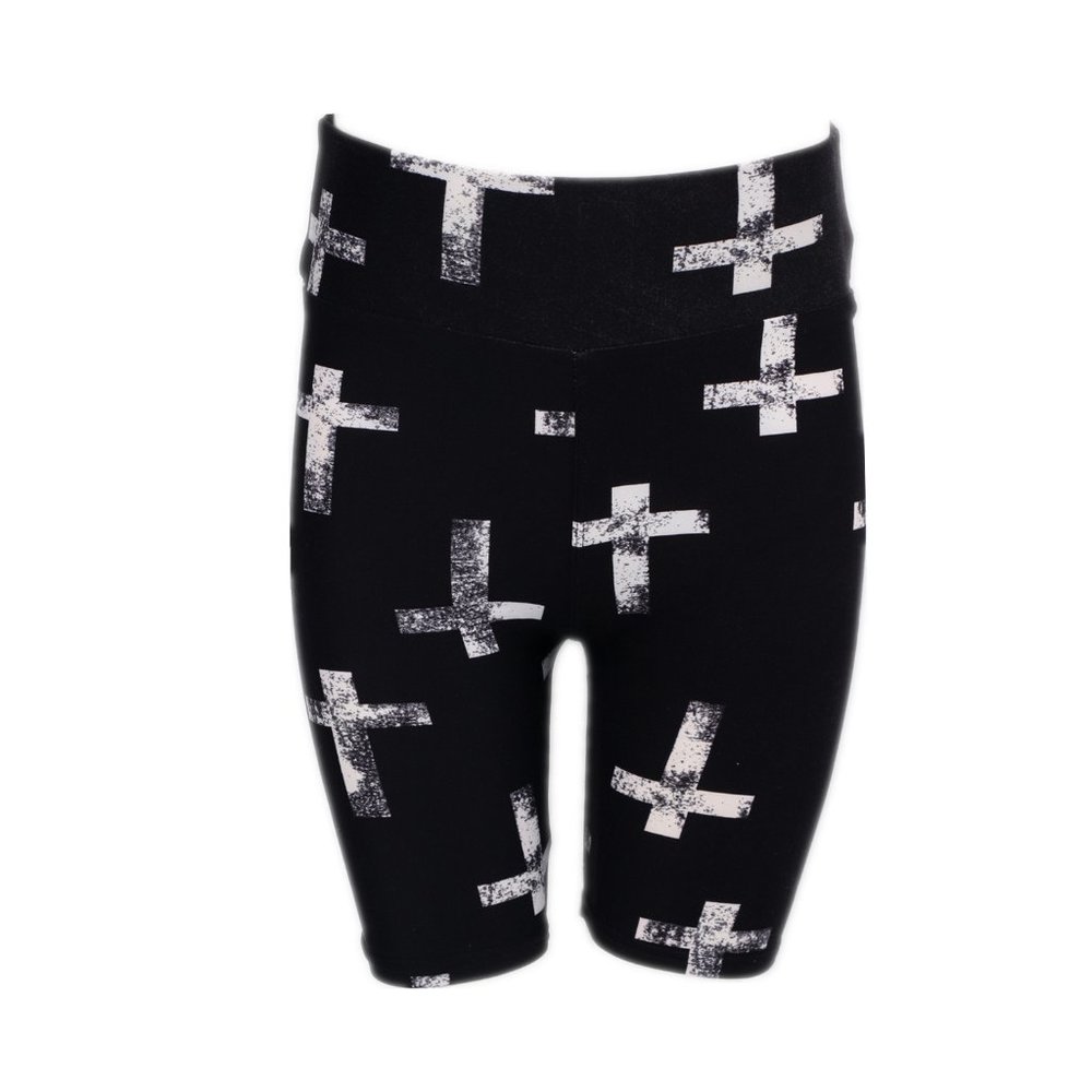 Black with Cross Shorts 2/4 Leggings